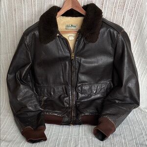 L.L. Bean “Flying Tiger” shearling-lined brown leather bomber. Men’s 42 long.
